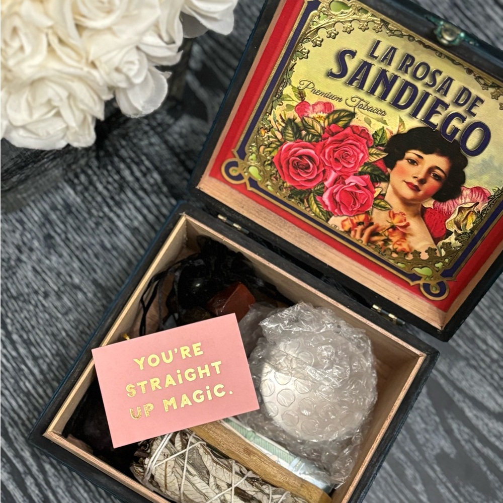 Hand painted, renewed, Mystery Fortune Tellers Cigar Box